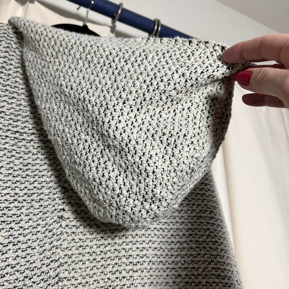 Free People Love Me Tender Cardi Knitted Fringed Hem Hooded Open Front Size L - Picture 6 of 14